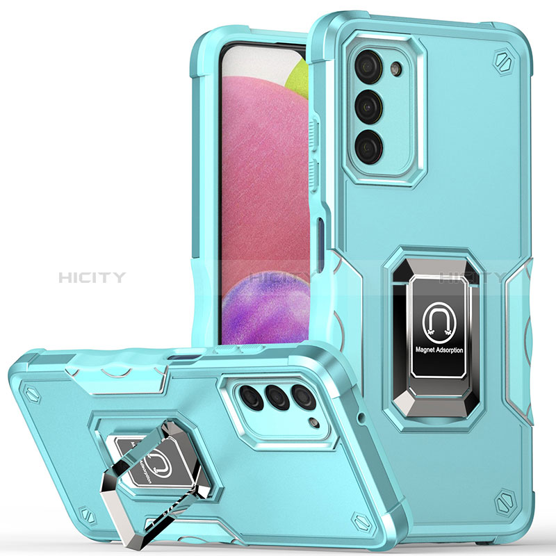 Funda Bumper Silicona y Plastico Mate Carcasa con Magnetico Anillo de dedo Soporte QW1 para Samsung Galaxy A02s