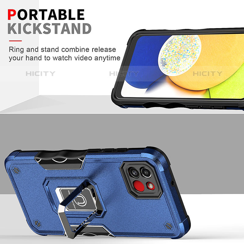 Funda Bumper Silicona y Plastico Mate Carcasa con Magnetico Anillo de dedo Soporte QW1 para Samsung Galaxy A03