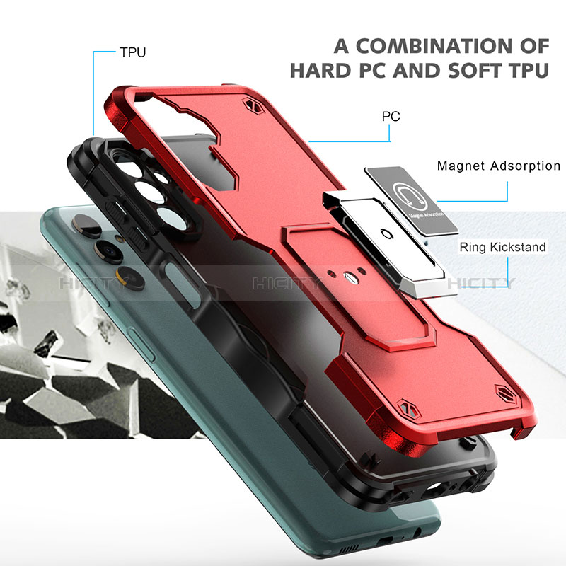 Funda Bumper Silicona y Plastico Mate Carcasa con Magnetico Anillo de dedo Soporte QW1 para Samsung Galaxy A04s