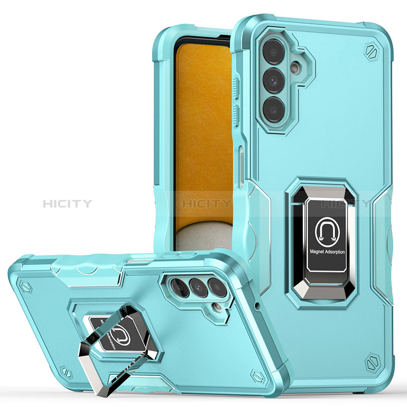 Funda Bumper Silicona y Plastico Mate Carcasa con Magnetico Anillo de dedo Soporte QW1 para Samsung Galaxy A04s