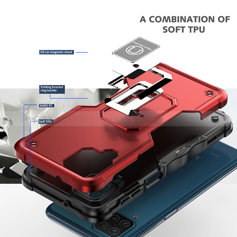Funda Bumper Silicona y Plastico Mate Carcasa con Magnetico Anillo de dedo Soporte QW1 para Samsung Galaxy A12 5G