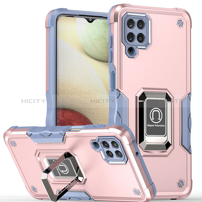 Funda Bumper Silicona y Plastico Mate Carcasa con Magnetico Anillo de dedo Soporte QW1 para Samsung Galaxy A12 5G