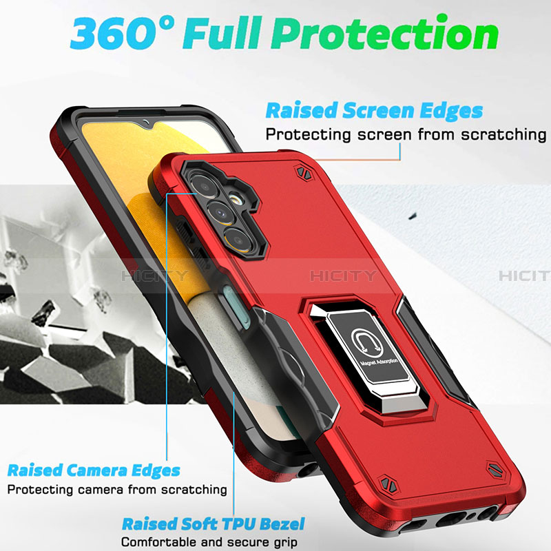 Funda Bumper Silicona y Plastico Mate Carcasa con Magnetico Anillo de dedo Soporte QW1 para Samsung Galaxy A13 5G