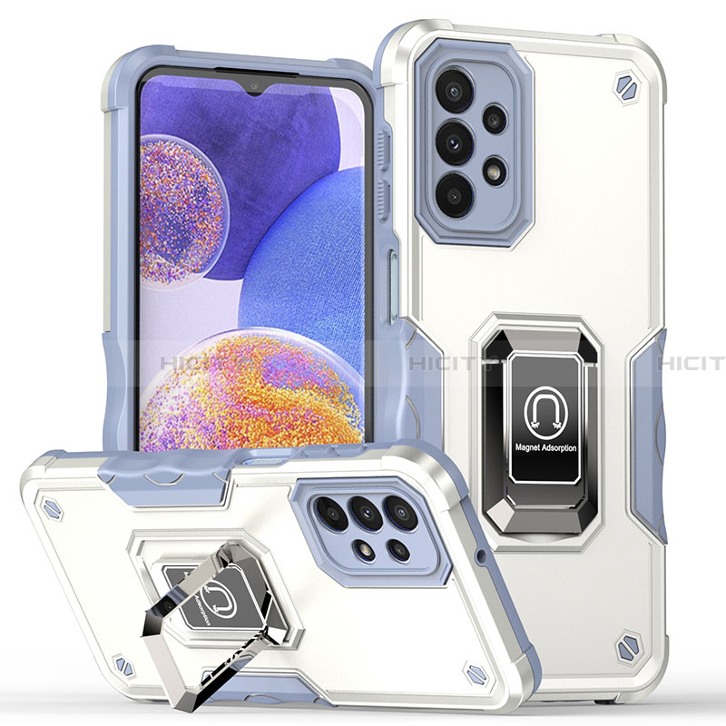 Funda Bumper Silicona y Plastico Mate Carcasa con Magnetico Anillo de dedo Soporte QW1 para Samsung Galaxy A23 4G