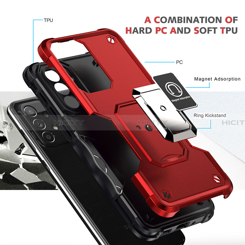 Funda Bumper Silicona y Plastico Mate Carcasa con Magnetico Anillo de dedo Soporte QW1 para Samsung Galaxy A33 5G