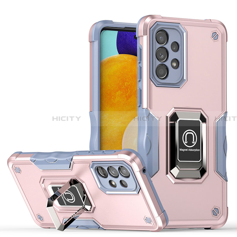 Funda Bumper Silicona y Plastico Mate Carcasa con Magnetico Anillo de dedo Soporte QW1 para Samsung Galaxy A33 5G