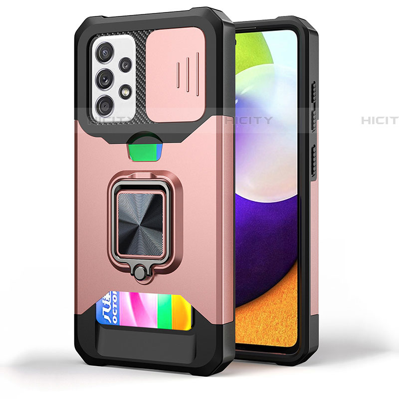 Funda Bumper Silicona y Plastico Mate Carcasa con Magnetico Anillo de dedo Soporte QW1 para Samsung Galaxy A52 5G