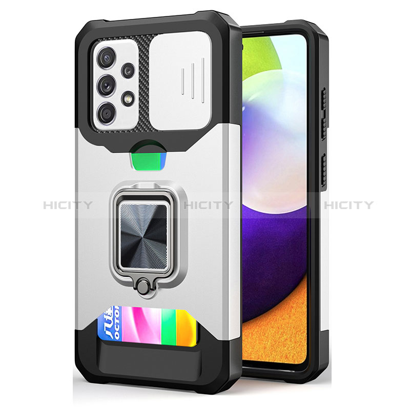 Funda Bumper Silicona y Plastico Mate Carcasa con Magnetico Anillo de dedo Soporte QW1 para Samsung Galaxy A52s 5G