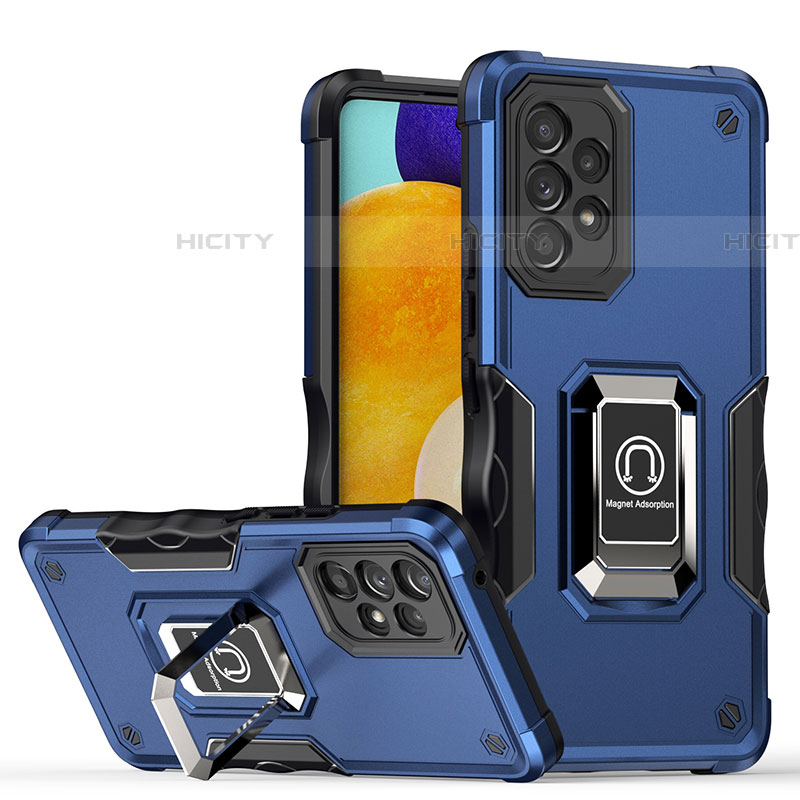 Funda Bumper Silicona y Plastico Mate Carcasa con Magnetico Anillo de dedo Soporte QW1 para Samsung Galaxy A53 5G