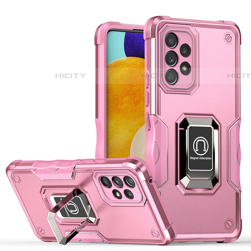 Funda Bumper Silicona y Plastico Mate Carcasa con Magnetico Anillo de dedo Soporte QW1 para Samsung Galaxy A53 5G