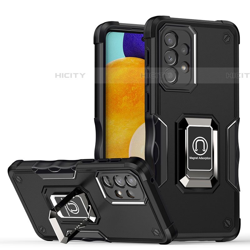 Funda Bumper Silicona y Plastico Mate Carcasa con Magnetico Anillo de dedo Soporte QW1 para Samsung Galaxy A73 5G