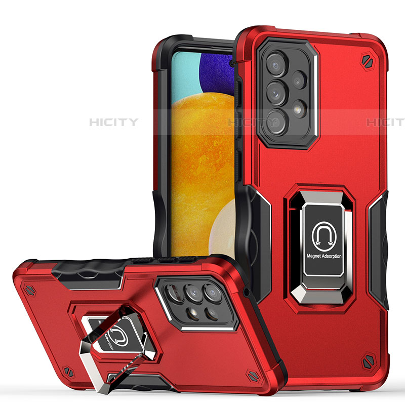 Funda Bumper Silicona y Plastico Mate Carcasa con Magnetico Anillo de dedo Soporte QW1 para Samsung Galaxy A73 5G