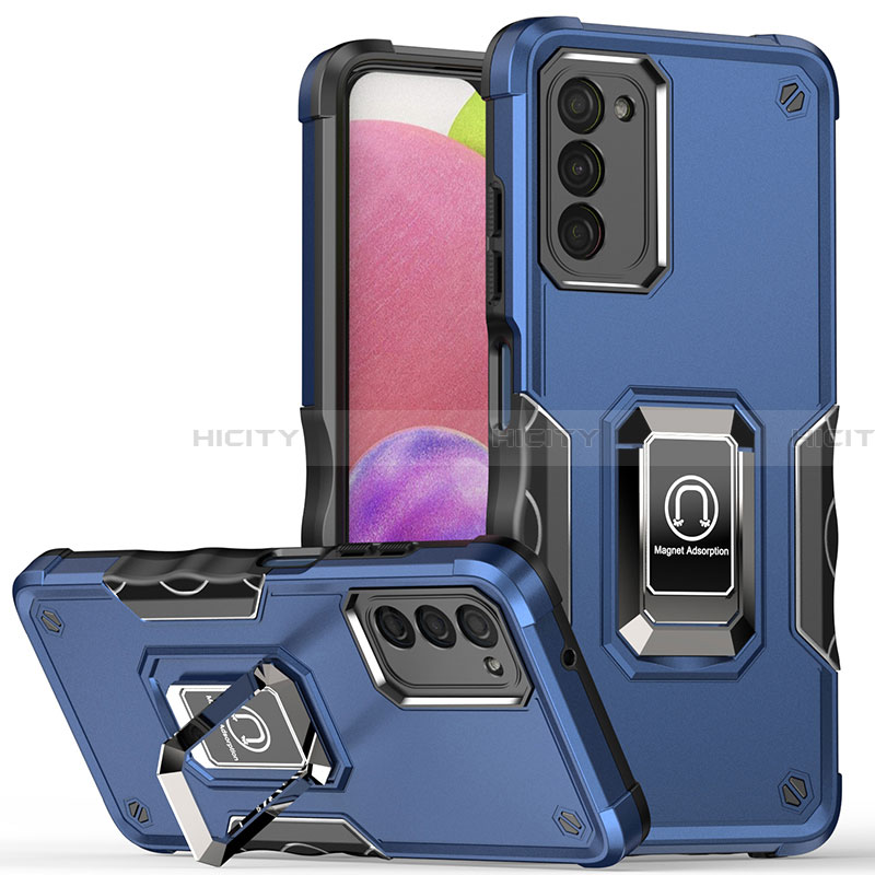 Funda Bumper Silicona y Plastico Mate Carcasa con Magnetico Anillo de dedo Soporte QW1 para Samsung Galaxy F02S SM-E025F