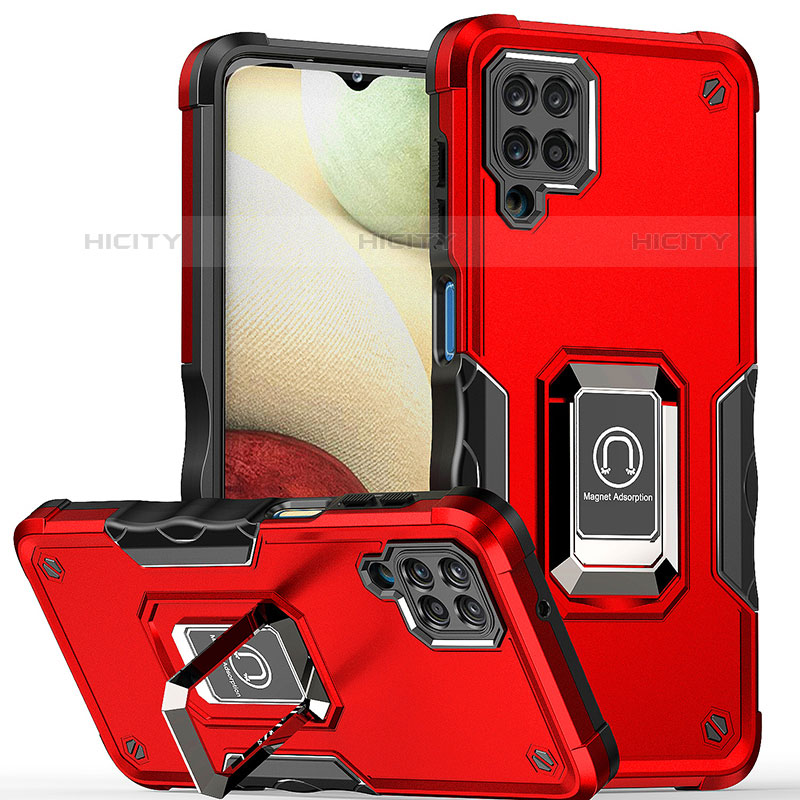 Funda Bumper Silicona y Plastico Mate Carcasa con Magnetico Anillo de dedo Soporte QW1 para Samsung Galaxy M53 5G Rojo