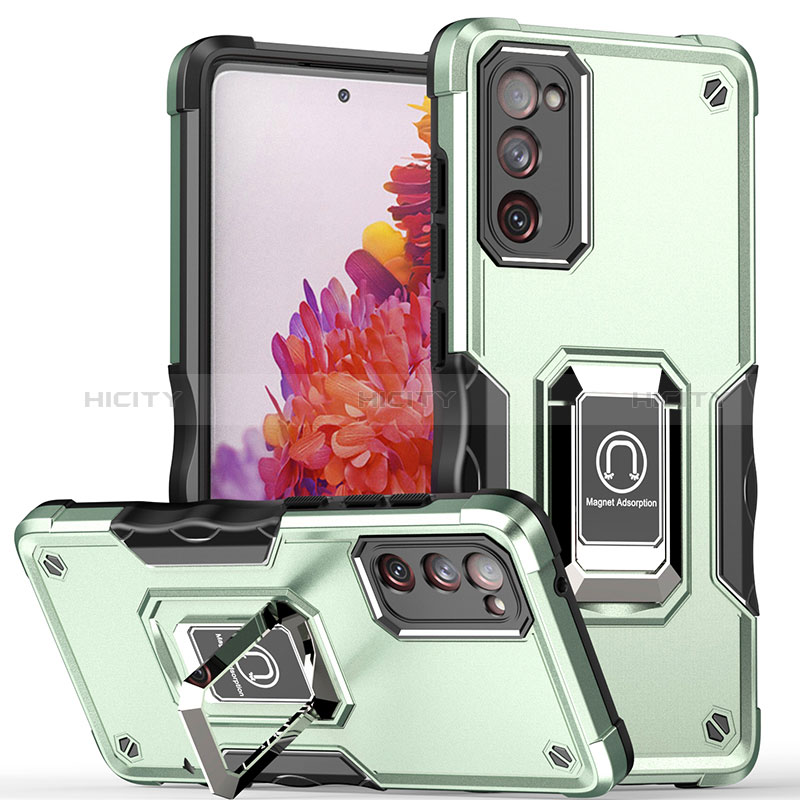 Funda Bumper Silicona y Plastico Mate Carcasa con Magnetico Anillo de dedo Soporte QW1 para Samsung Galaxy S20 FE (2022) 5G