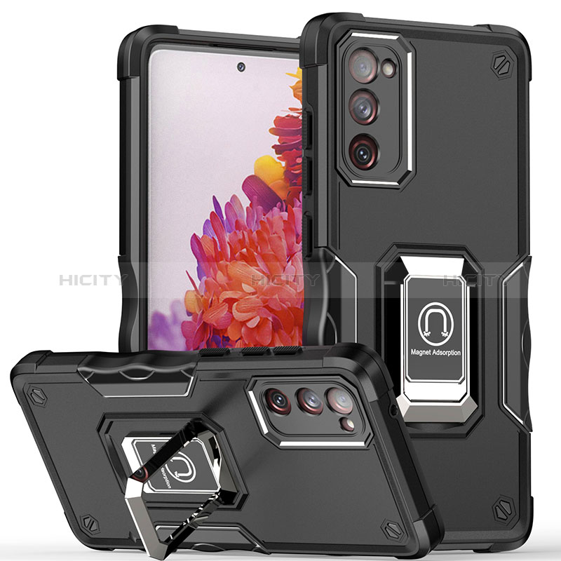 Funda Bumper Silicona y Plastico Mate Carcasa con Magnetico Anillo de dedo Soporte QW1 para Samsung Galaxy S20 FE (2022) 5G