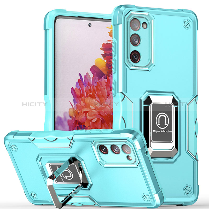 Funda Bumper Silicona y Plastico Mate Carcasa con Magnetico Anillo de dedo Soporte QW1 para Samsung Galaxy S20 FE (2022) 5G