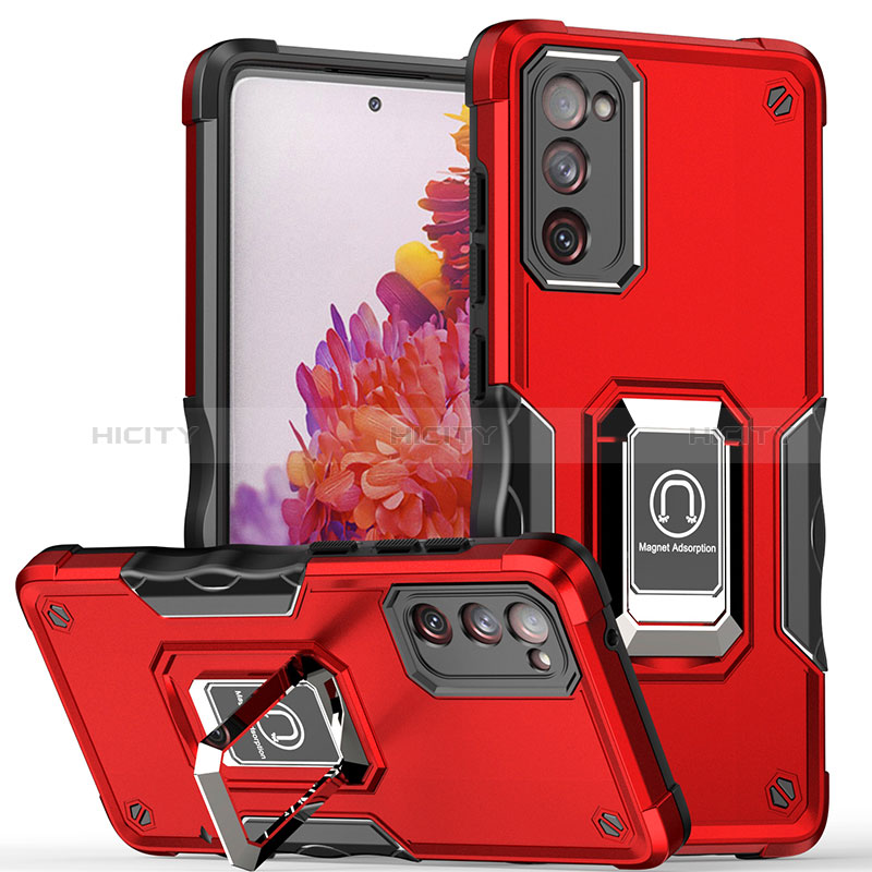 Funda Bumper Silicona y Plastico Mate Carcasa con Magnetico Anillo de dedo Soporte QW1 para Samsung Galaxy S20 FE 4G