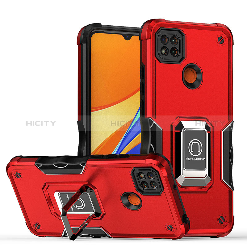 Funda Bumper Silicona y Plastico Mate Carcasa con Magnetico Anillo de dedo Soporte QW1 para Xiaomi POCO C3