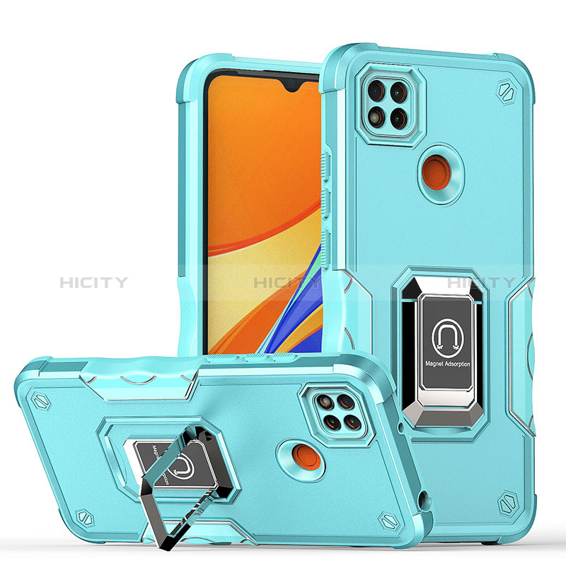 Funda Bumper Silicona y Plastico Mate Carcasa con Magnetico Anillo de dedo Soporte QW1 para Xiaomi POCO C3