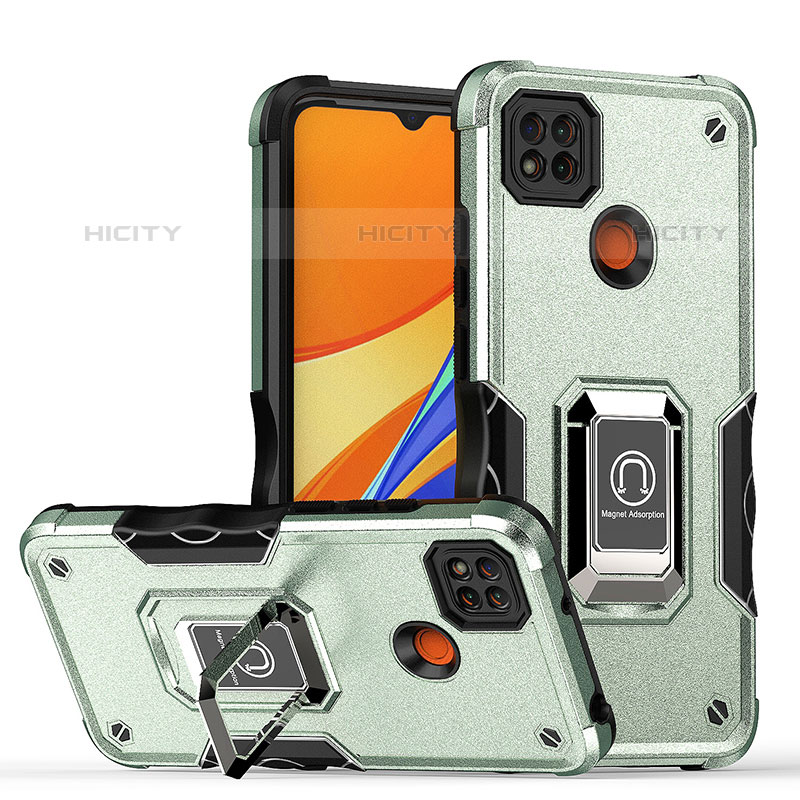 Funda Bumper Silicona y Plastico Mate Carcasa con Magnetico Anillo de dedo Soporte QW1 para Xiaomi Redmi 10A 4G