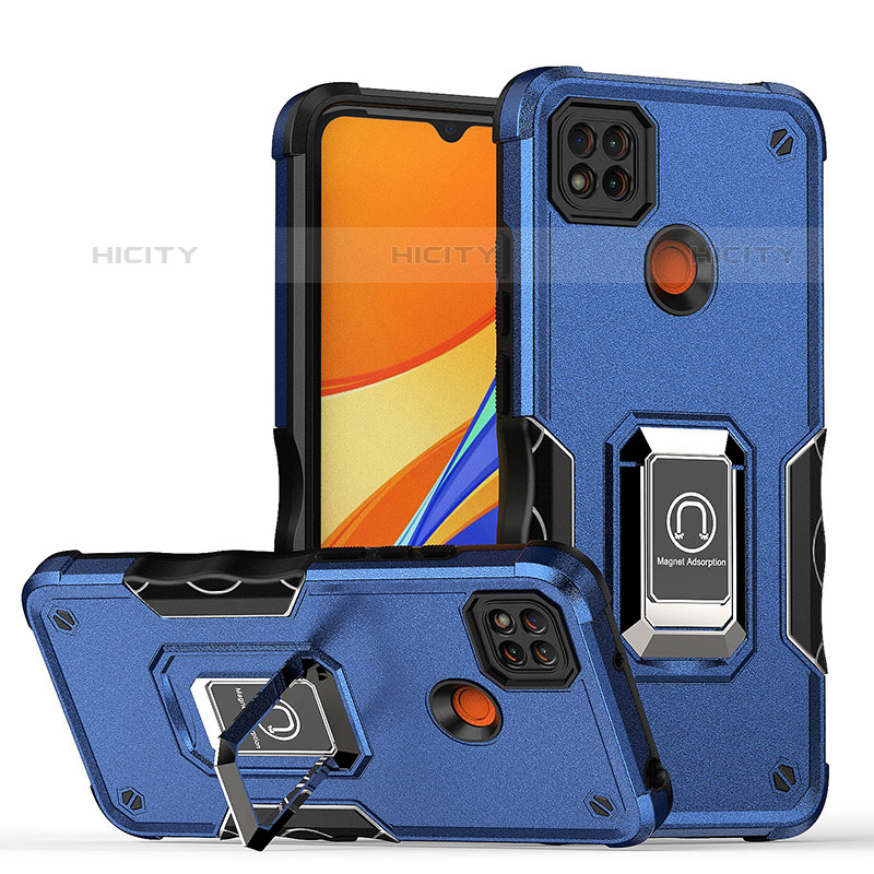 Funda Bumper Silicona y Plastico Mate Carcasa con Magnetico Anillo de dedo Soporte QW1 para Xiaomi Redmi 10A 4G