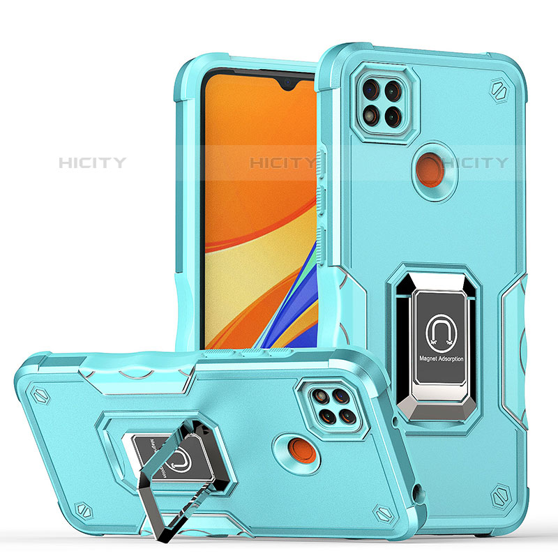 Funda Bumper Silicona y Plastico Mate Carcasa con Magnetico Anillo de dedo Soporte QW1 para Xiaomi Redmi 10A 4G