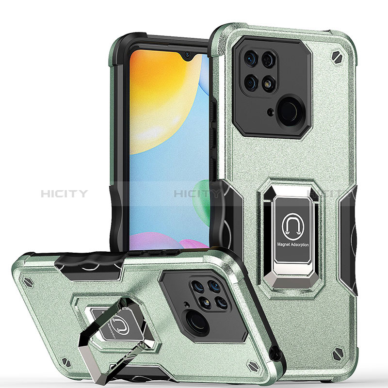 Funda Bumper Silicona y Plastico Mate Carcasa con Magnetico Anillo de dedo Soporte QW1 para Xiaomi Redmi 10C 4G