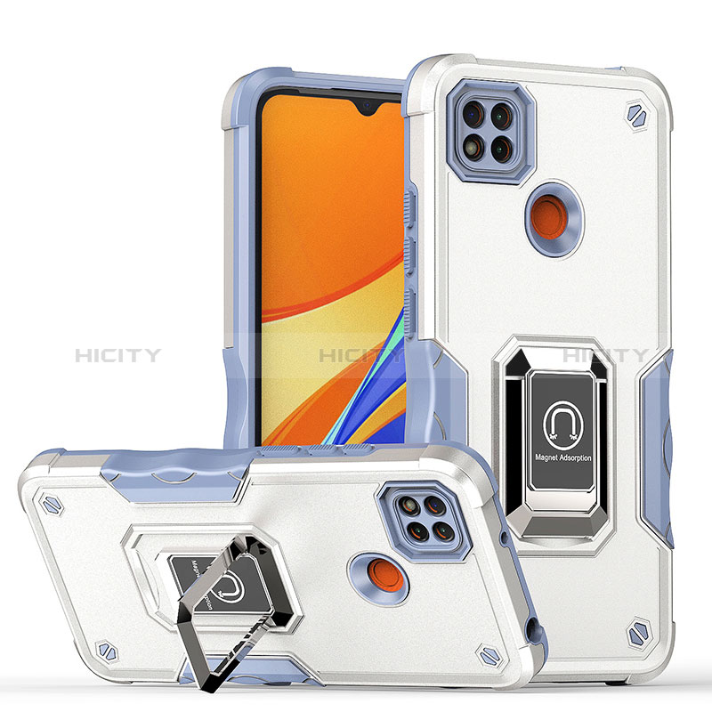 Funda Bumper Silicona y Plastico Mate Carcasa con Magnetico Anillo de dedo Soporte QW1 para Xiaomi Redmi 9 Activ