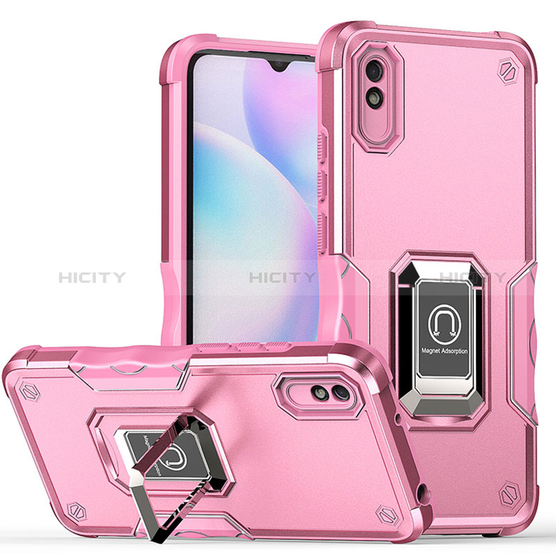 Funda Bumper Silicona y Plastico Mate Carcasa con Magnetico Anillo de dedo Soporte QW1 para Xiaomi Redmi 9A