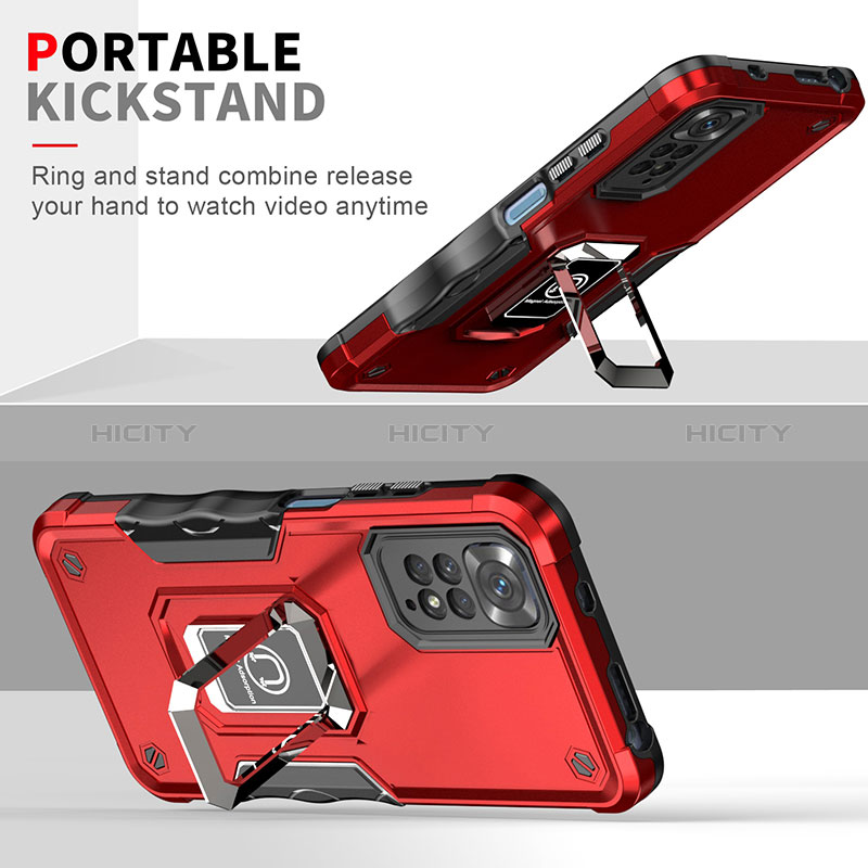 Funda Bumper Silicona y Plastico Mate Carcasa con Magnetico Anillo de dedo Soporte QW1 para Xiaomi Redmi Note 11 4G (2022)