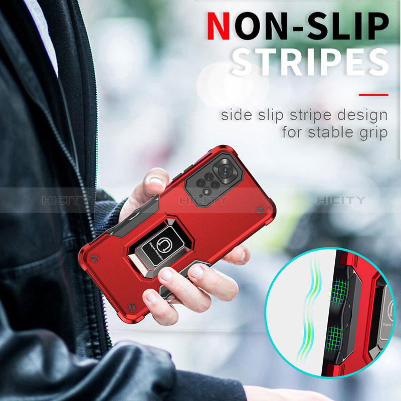 Funda Bumper Silicona y Plastico Mate Carcasa con Magnetico Anillo de dedo Soporte QW1 para Xiaomi Redmi Note 11S 4G