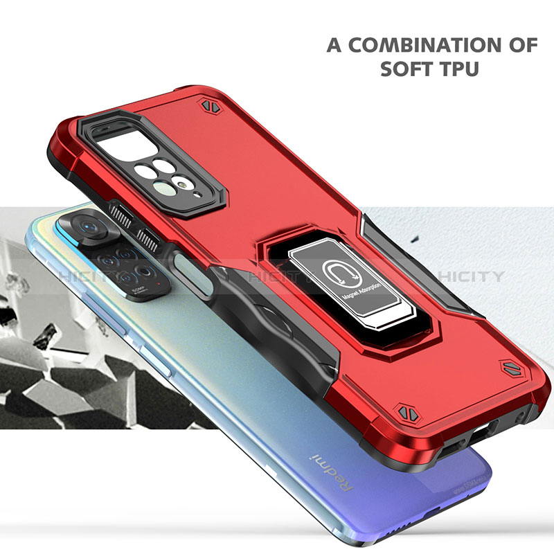 Funda Bumper Silicona y Plastico Mate Carcasa con Magnetico Anillo de dedo Soporte QW1 para Xiaomi Redmi Note 12 Pro 4G