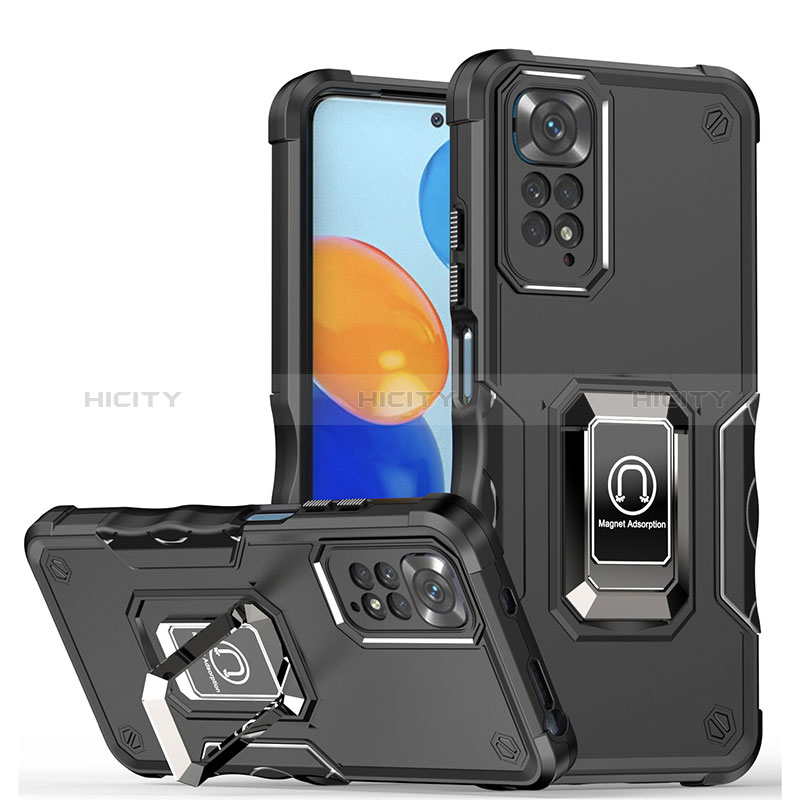 Funda Bumper Silicona y Plastico Mate Carcasa con Magnetico Anillo de dedo Soporte QW1 para Xiaomi Redmi Note 12 Pro 4G