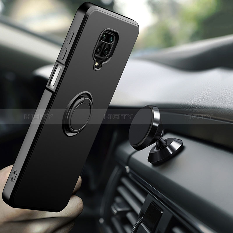 Funda Bumper Silicona y Plastico Mate Carcasa con Magnetico Anillo de dedo Soporte QW1 para Xiaomi Redmi Note 9 Pro Max