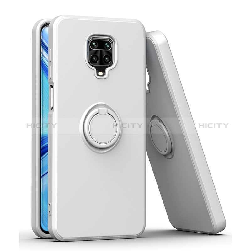 Funda Bumper Silicona y Plastico Mate Carcasa con Magnetico Anillo de dedo Soporte QW1 para Xiaomi Redmi Note 9 Pro Max