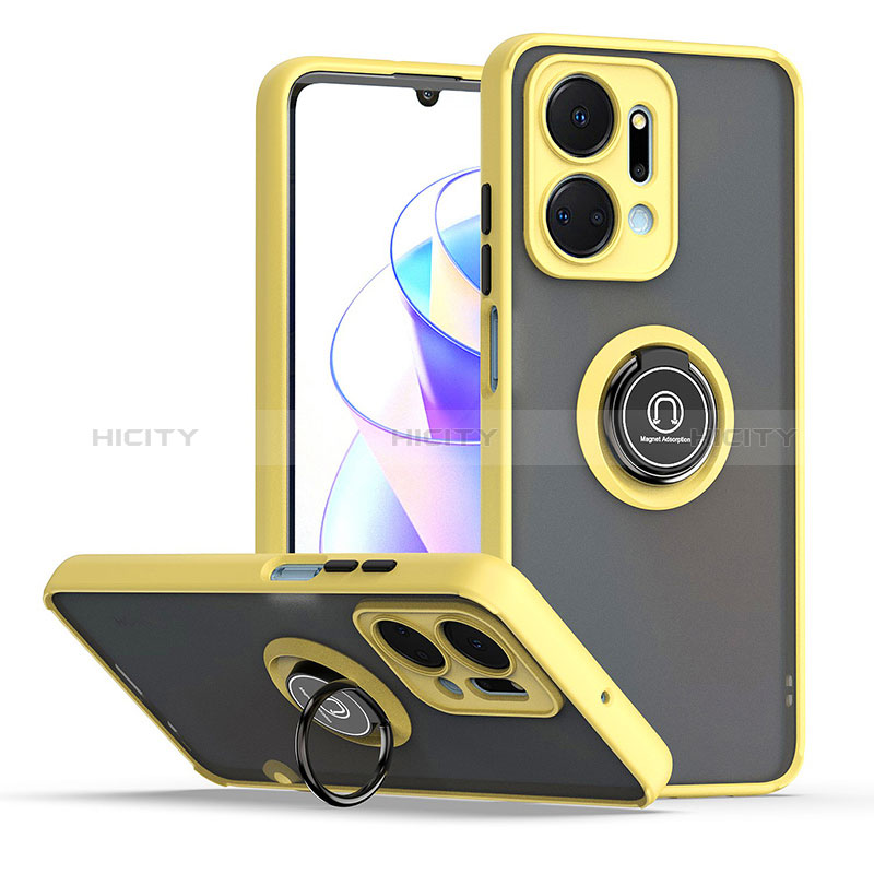 Funda Bumper Silicona y Plastico Mate Carcasa con Magnetico Anillo de dedo Soporte QW2 para Huawei Honor X7a