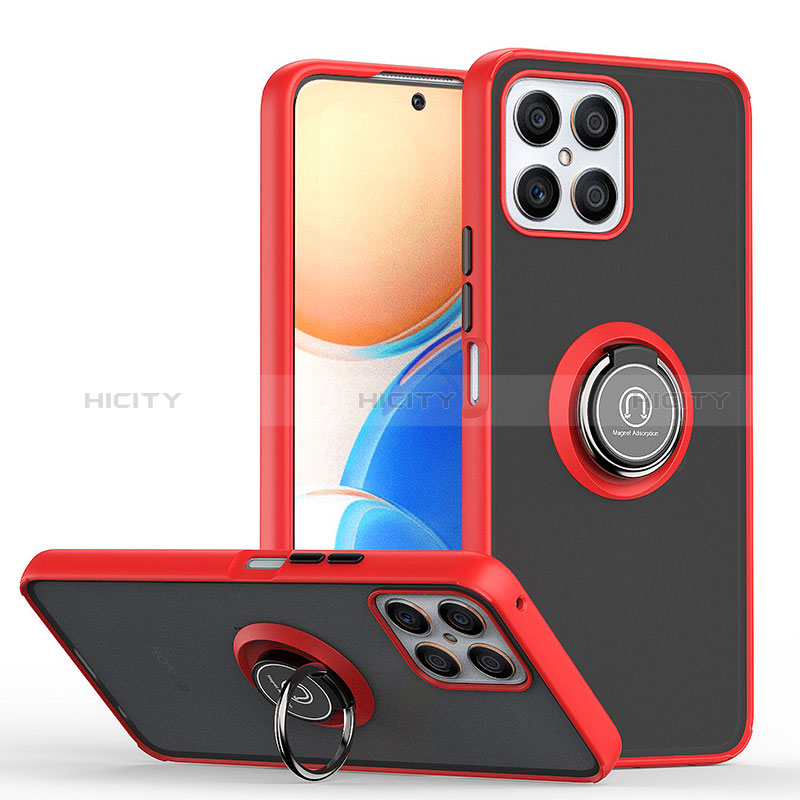 Funda Bumper Silicona y Plastico Mate Carcasa con Magnetico Anillo de dedo Soporte QW2 para Huawei Honor X8 4G