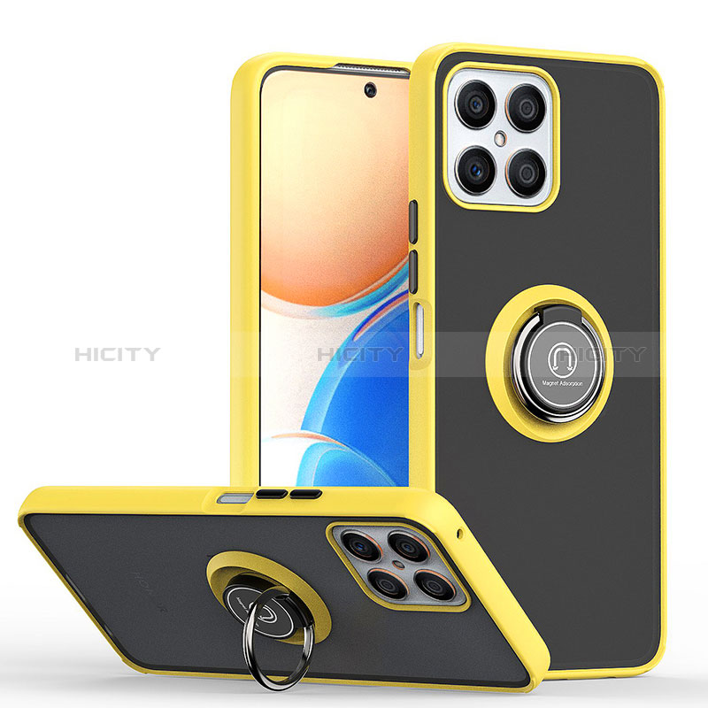 Funda Bumper Silicona y Plastico Mate Carcasa con Magnetico Anillo de dedo Soporte QW2 para Huawei Honor X8 4G