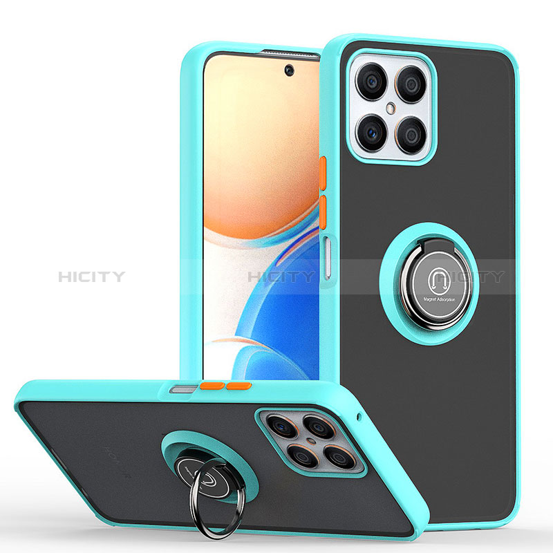 Funda Bumper Silicona y Plastico Mate Carcasa con Magnetico Anillo de dedo Soporte QW2 para Huawei Honor X8 4G