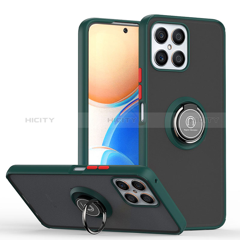 Funda Bumper Silicona y Plastico Mate Carcasa con Magnetico Anillo de dedo Soporte QW2 para Huawei Honor X8 4G