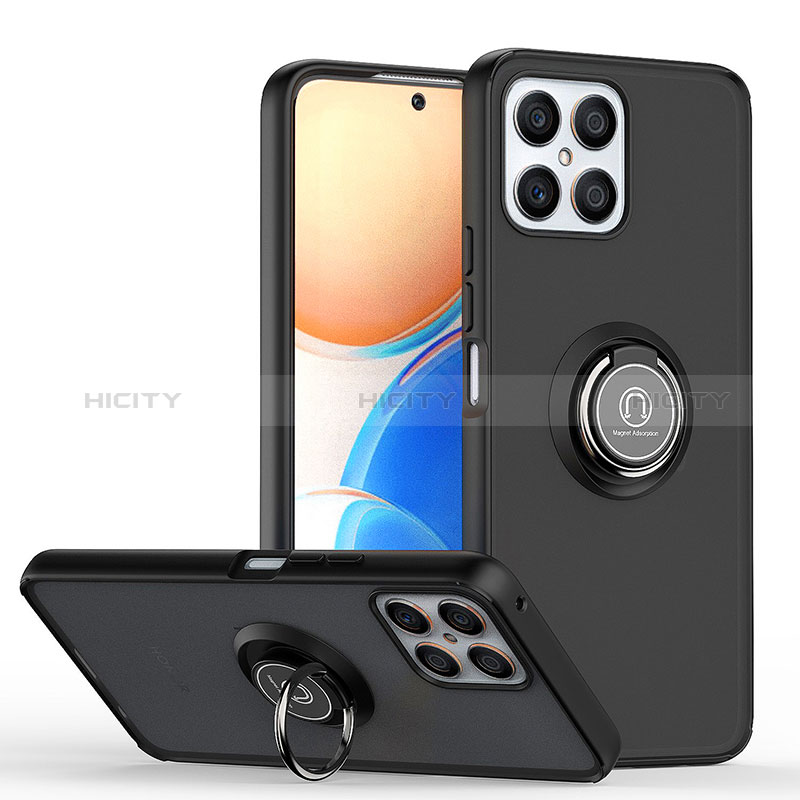 Funda Bumper Silicona y Plastico Mate Carcasa con Magnetico Anillo de dedo Soporte QW2 para Huawei Honor X8 4G