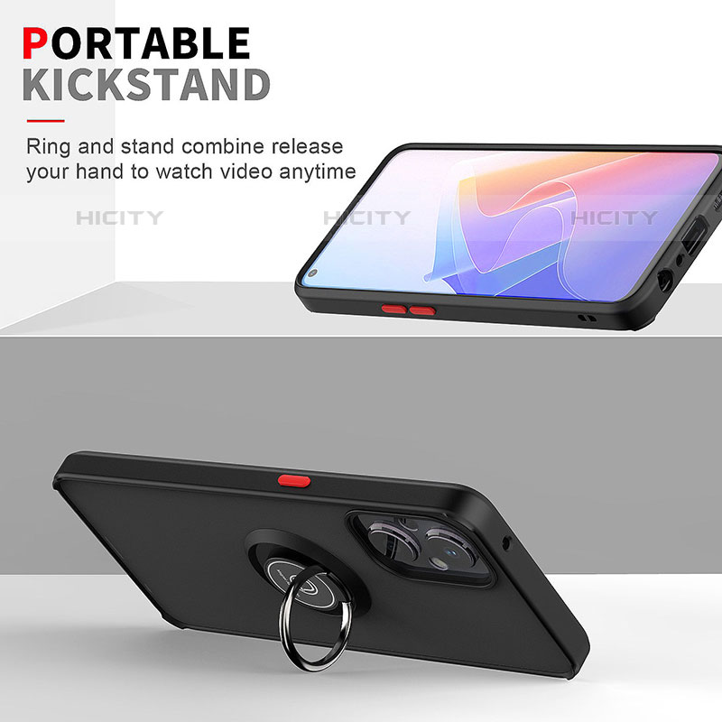 Funda Bumper Silicona y Plastico Mate Carcasa con Magnetico Anillo de dedo Soporte QW2 para OnePlus Nord N20 5G