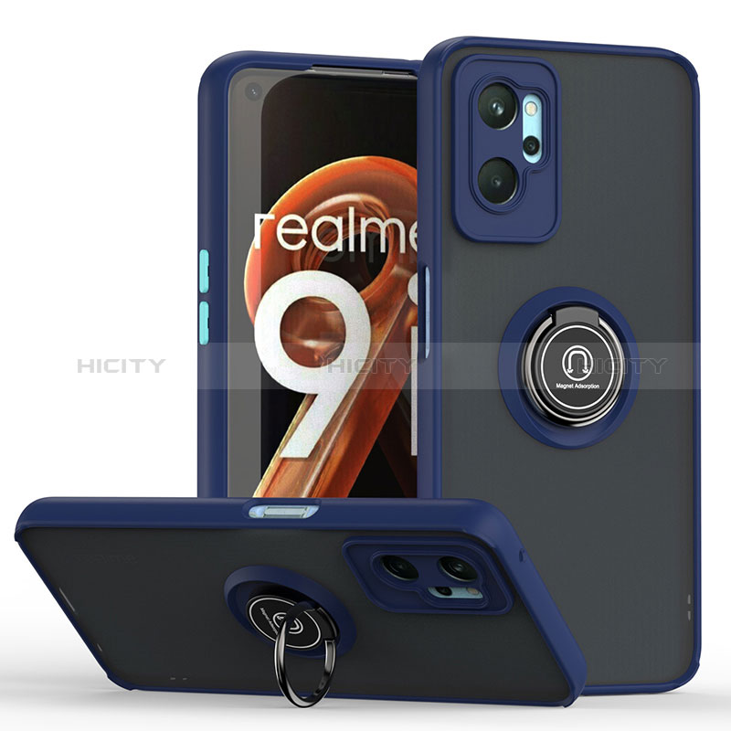 Funda Bumper Silicona y Plastico Mate Carcasa con Magnetico Anillo de dedo Soporte QW2 para Oppo A96 4G