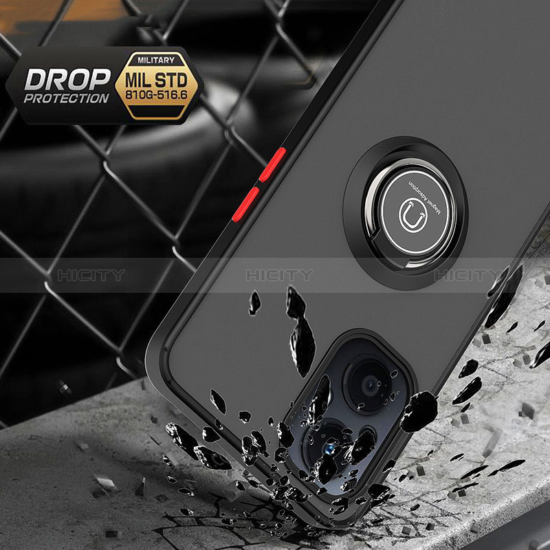 Funda Bumper Silicona y Plastico Mate Carcasa con Magnetico Anillo de dedo Soporte QW2 para Oppo A96 5G