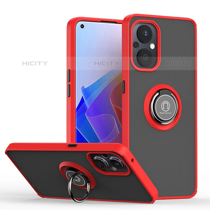 Funda Bumper Silicona y Plastico Mate Carcasa con Magnetico Anillo de dedo Soporte QW2 para Oppo F21 Pro 5G