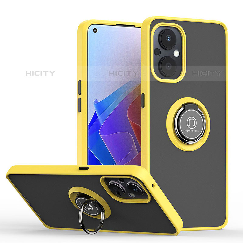 Funda Bumper Silicona y Plastico Mate Carcasa con Magnetico Anillo de dedo Soporte QW2 para Oppo F21s Pro 5G