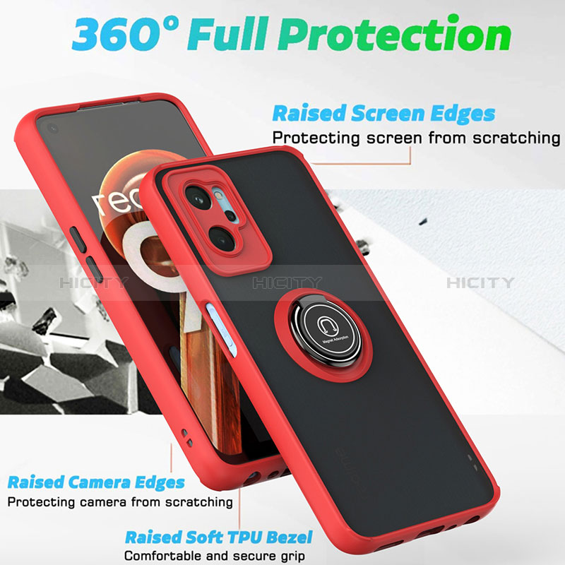 Funda Bumper Silicona y Plastico Mate Carcasa con Magnetico Anillo de dedo Soporte QW2 para Realme 9i 4G