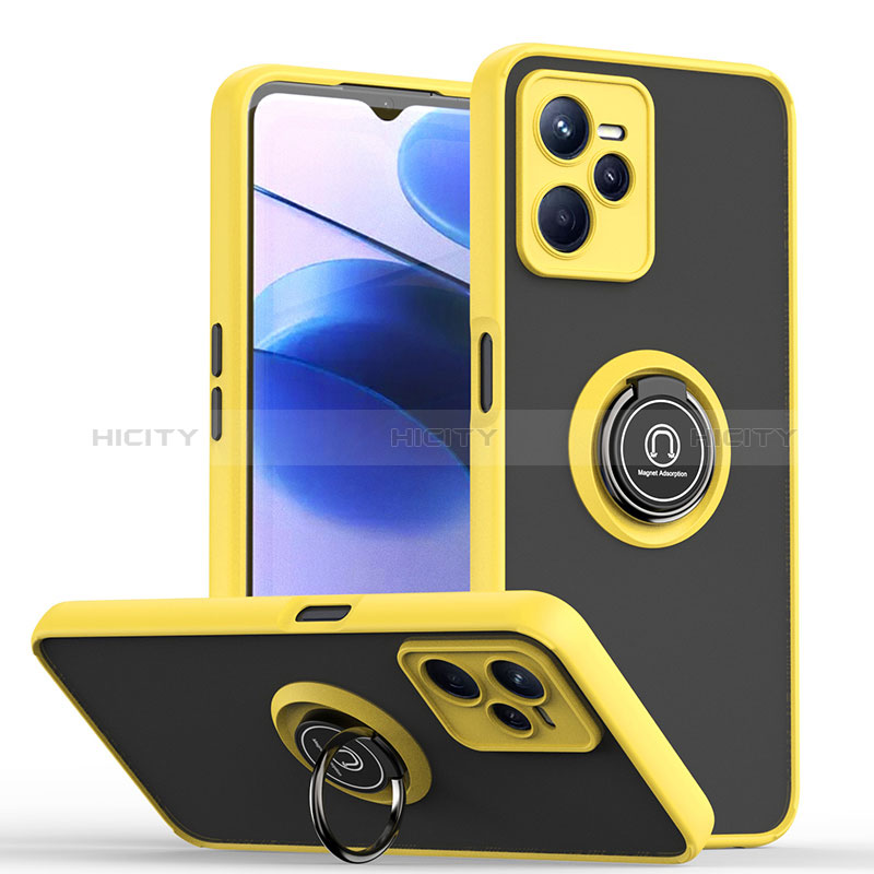 Funda Bumper Silicona y Plastico Mate Carcasa con Magnetico Anillo de dedo Soporte QW2 para Realme C35