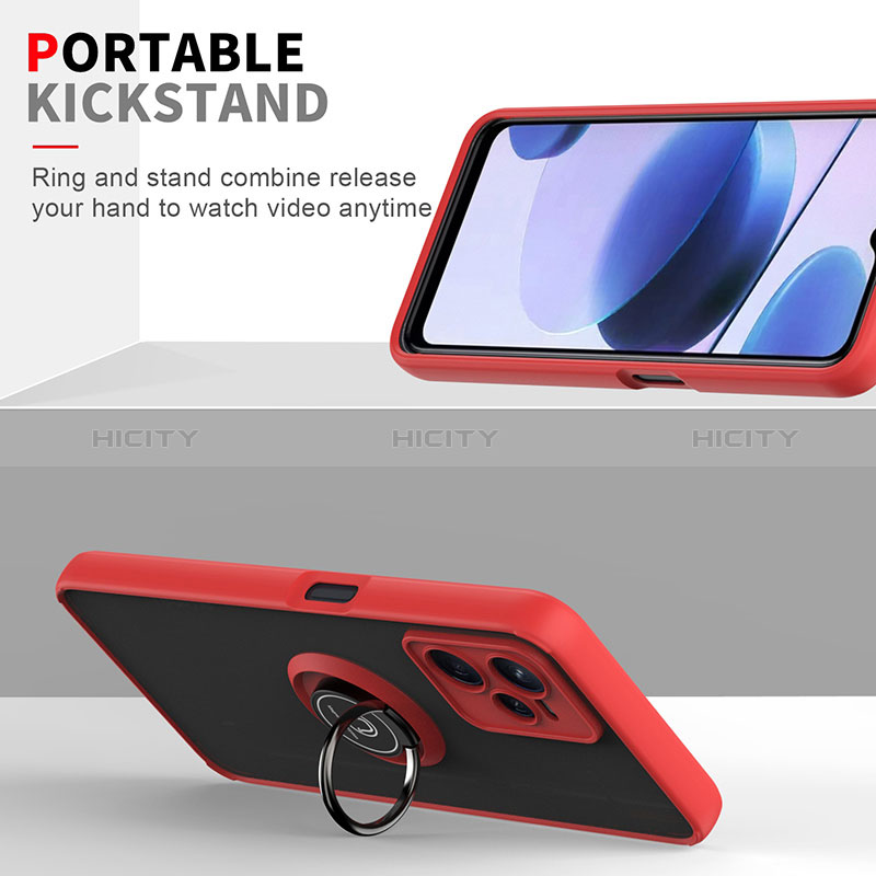 Funda Bumper Silicona y Plastico Mate Carcasa con Magnetico Anillo de dedo Soporte QW2 para Realme Narzo 50A Prime